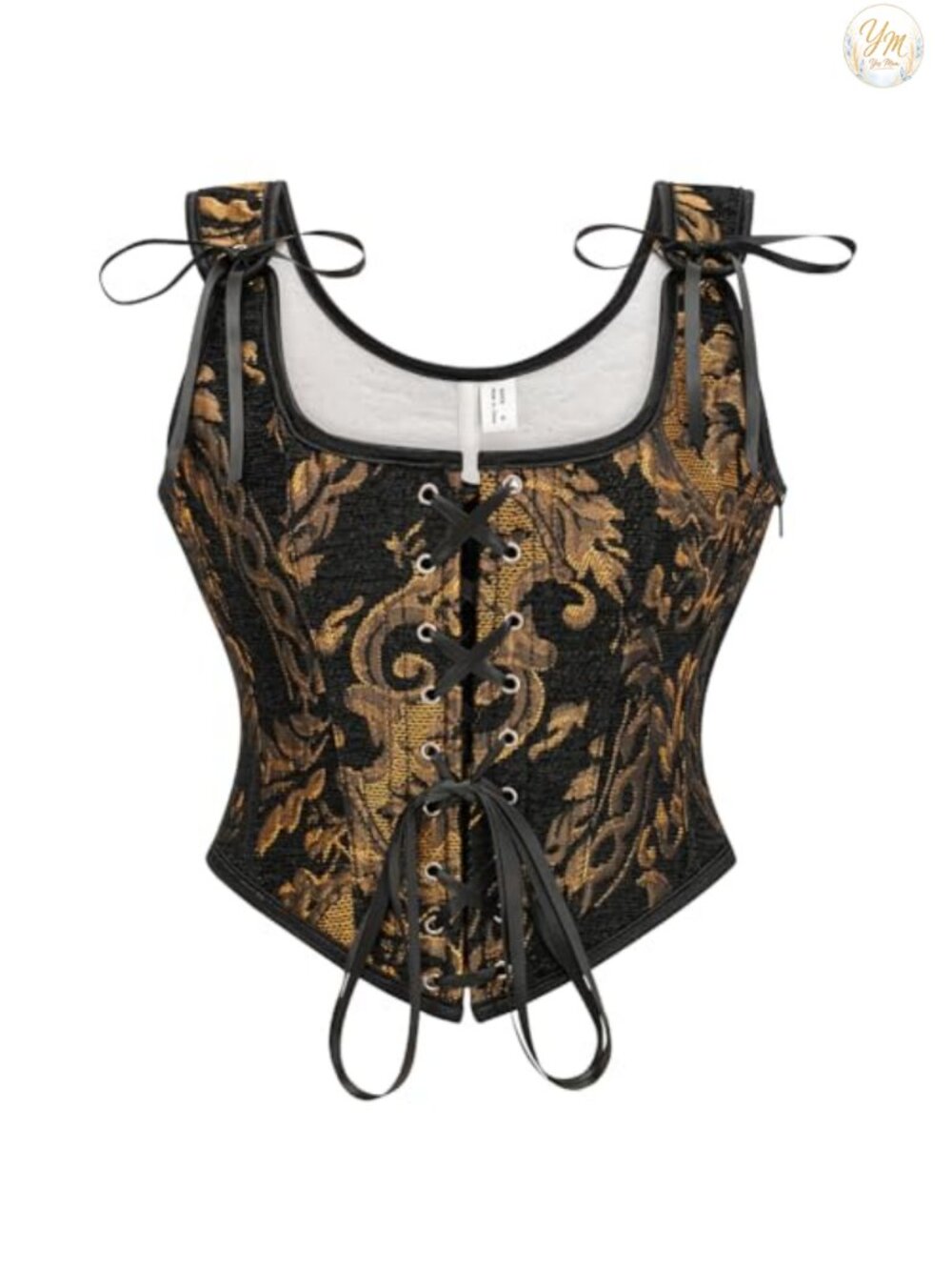 Women's Renaissance Corset Top Satin Floral Lace Up Overbust Bustier